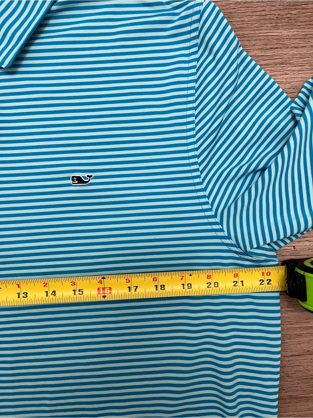 Vineyard Vines Teal Golf Striped Performance Polo Size Large - Picture 6 of 7